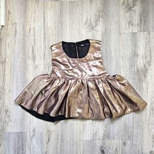 Zara Rose Gold Metallic Baby Doll Crop Top Small